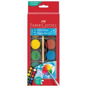 Boja vodena fi 30mm 12boja+kist Faber-Castell 125018 blister