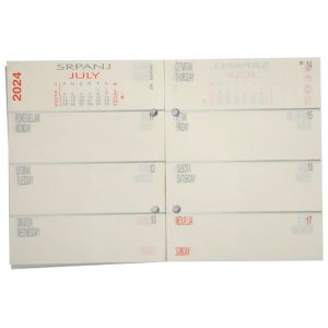 Uložak za stolni kalendar – standardne rupe 7cm-tjedni Tobi
