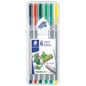 Flomaster fineliner 0,3mm pk6 Dino Triplus Staedtler 334 SB6CS10!!