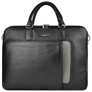 Torba poslovna za notebook 17″ kožna unisex Galko 13-0557-1007S crno/siva